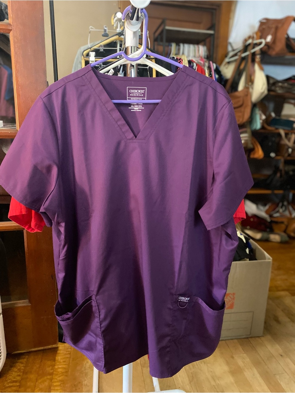 Cherokee Women's V-Neck Scrub Top - Purple